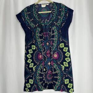 Maeve silk mini dress blue geo print size XS